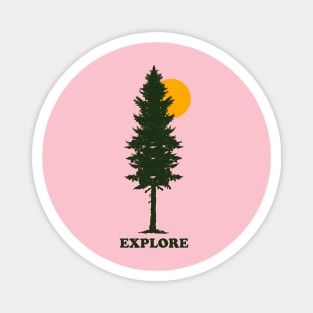 retro vintage pine tree Magnet